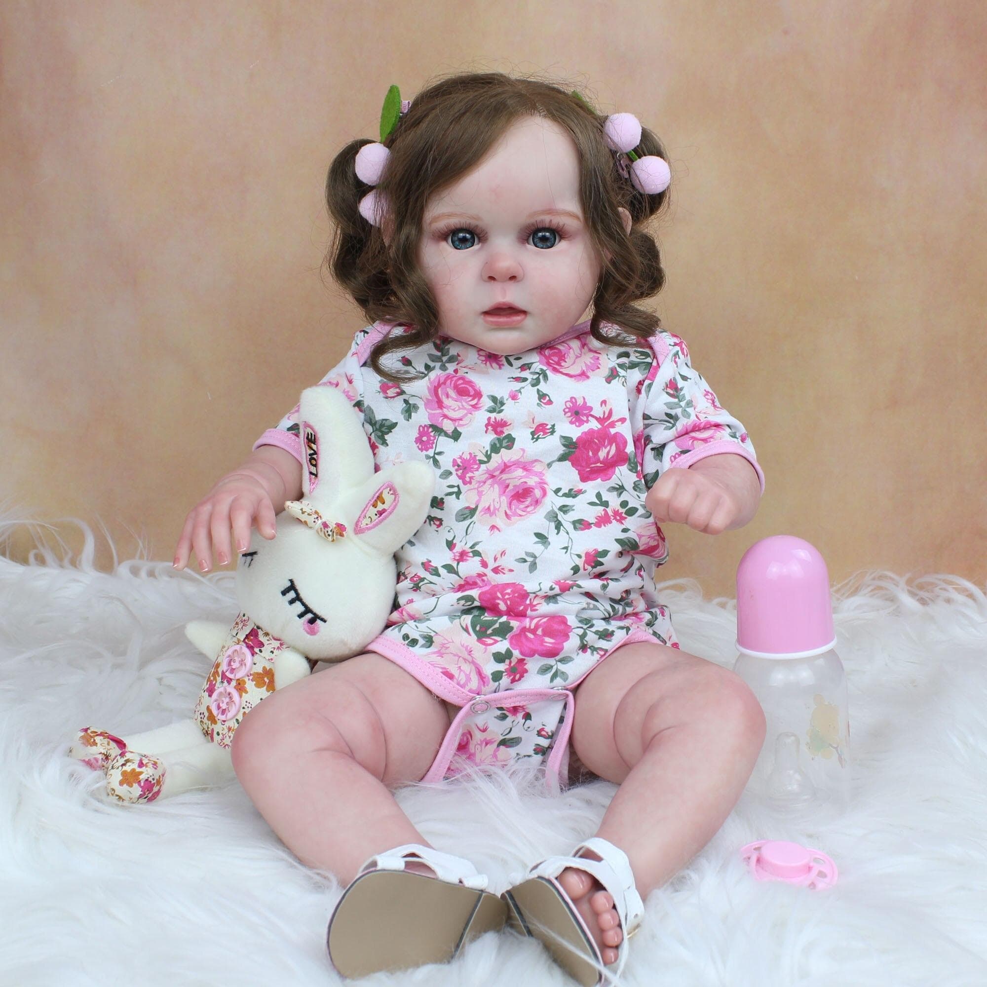 50 CM Soft Silicone Reborn Baby Girl Doll, 3D Skin Tone Visible Veins Cloth Body Toy Lifelike Princess Toddler Bebe Finished doll