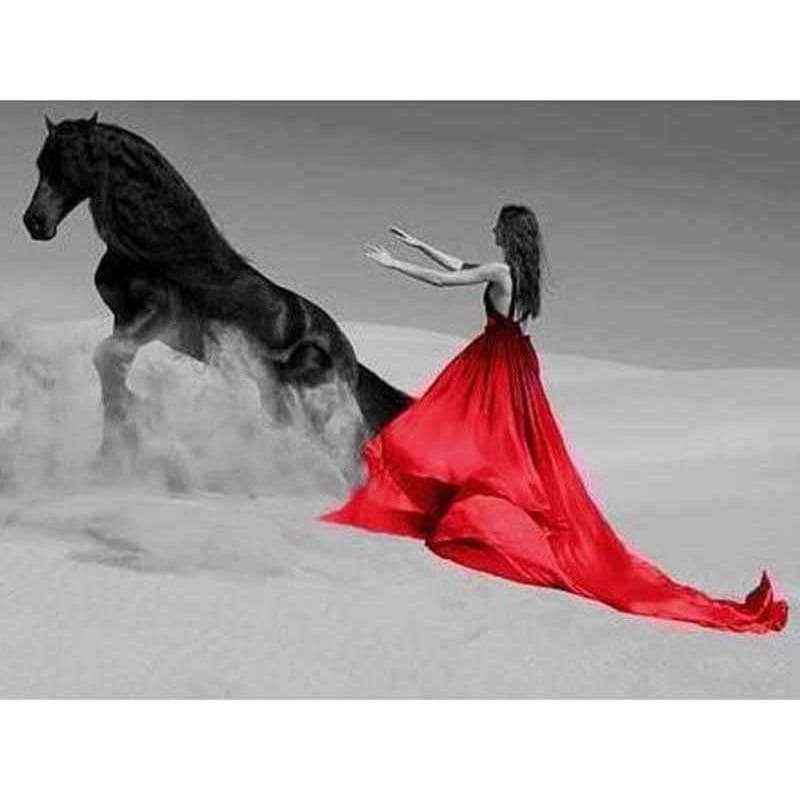 Embroidery Handicrafts Diy Diamond Embroider Beauty And Dark Horse 5d Diamond Embroidery Painting 20X30CM
