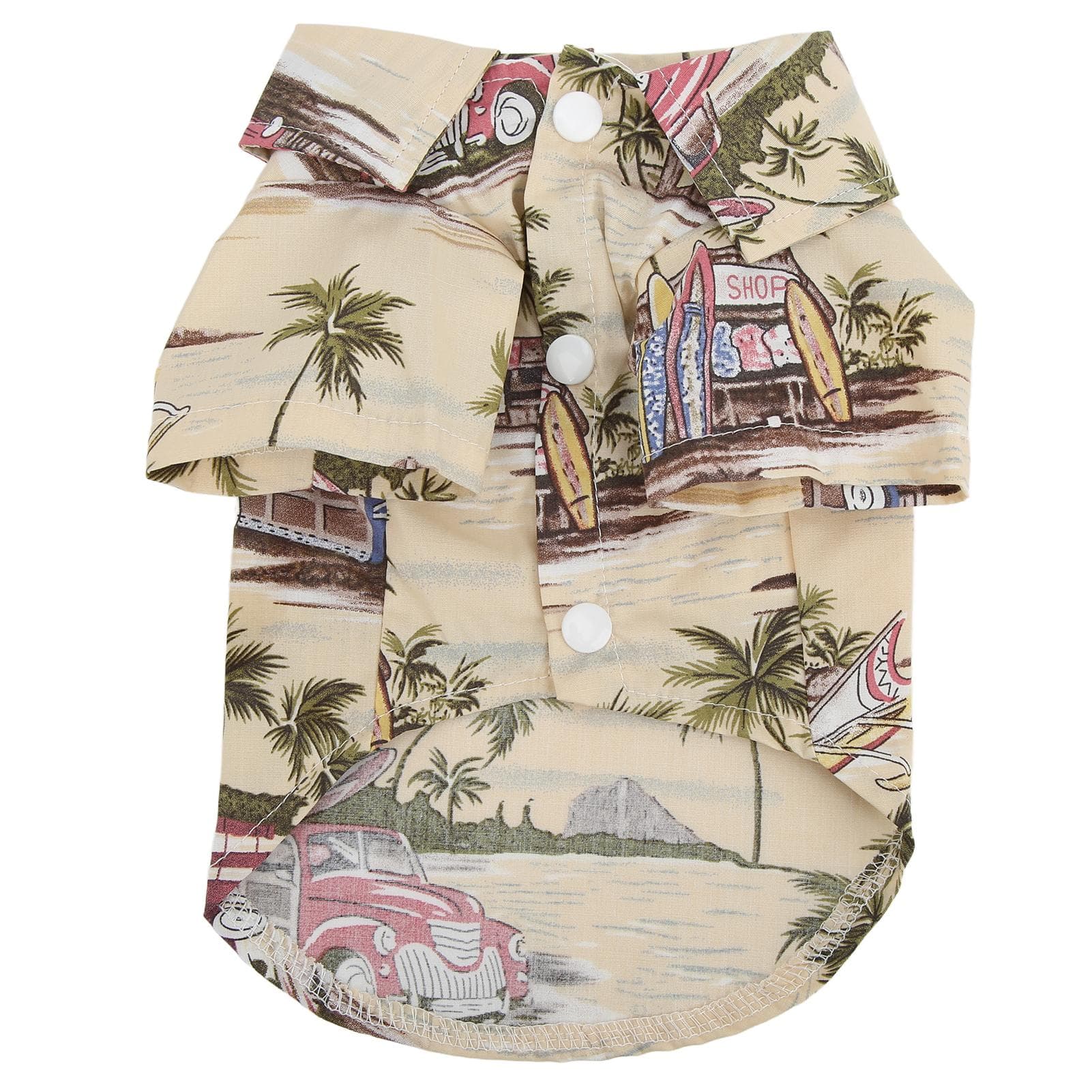 Hawaiian Dog Shirts Pet Summer Cool T Shirt with Coconut Tree Print for Dogs Cats BeigeM M