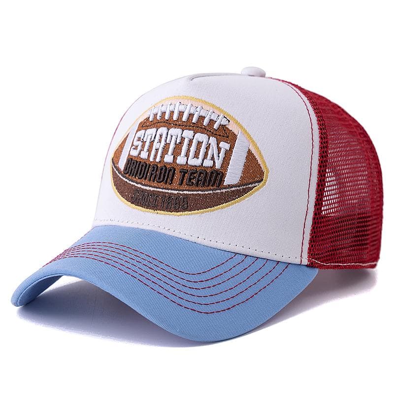 Hot Sale Unisex Football Pattern Mesh Trucker Hat Summer Breathable Baseabll Cap Embroidered Snapback Cap for Men And Women 56cm-60cm