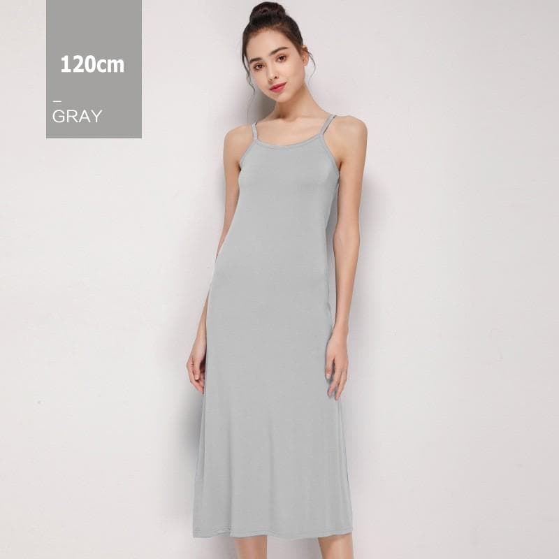 Modal Slip dress Women Spaghetti strap Underdress Inner Petticoat XL gray