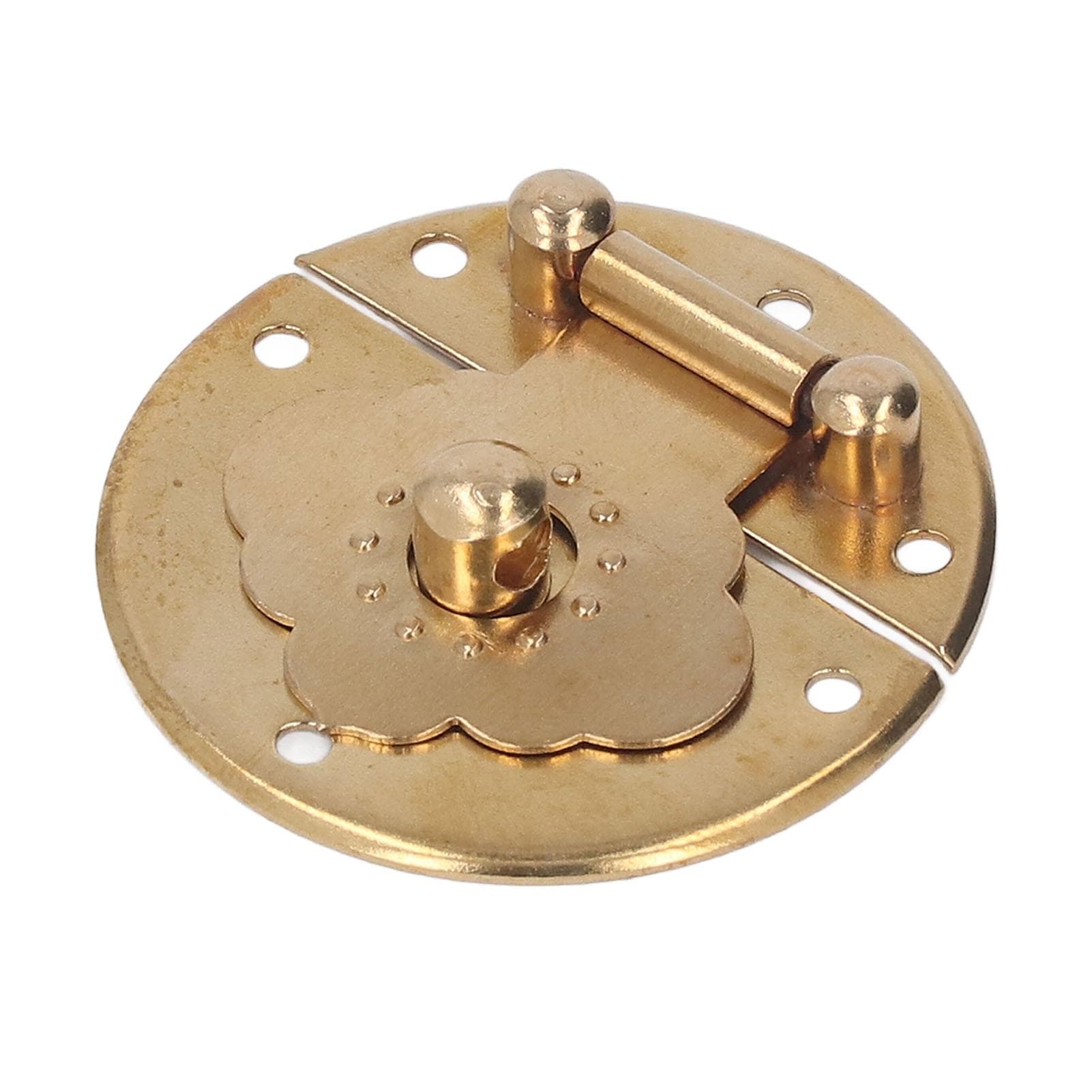Round Embossing Copper Hasp Retro Wooden Box Lock Clasp Decorative Hasps for Wedding Card Boxes brass
