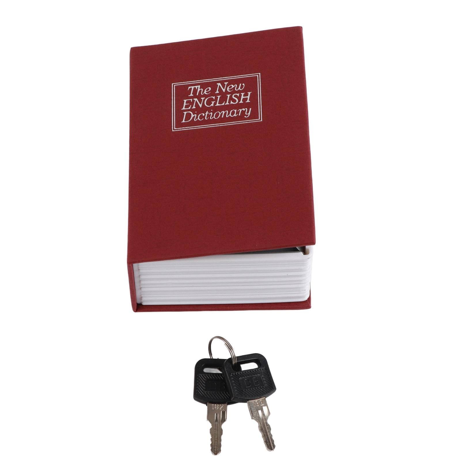 Mini Safe Box Simulation Book Security Money Jewelry Box with Lock Keys for Home OfficeRed