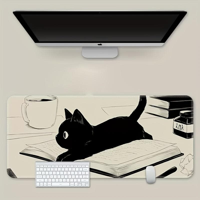 1pc Mouse pad Large cartoon cat desktop lock edge thickened keyboard pad, office computer mouse desk mat book cat