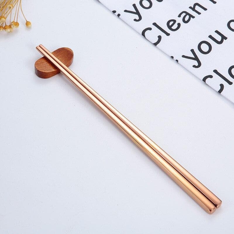 1 Pair Stainless Steel Chopsticks Portable Non-slip Food Sticks Tableware 23cm Chinese Chopsticks Tableware Kitchen Tools rose gold