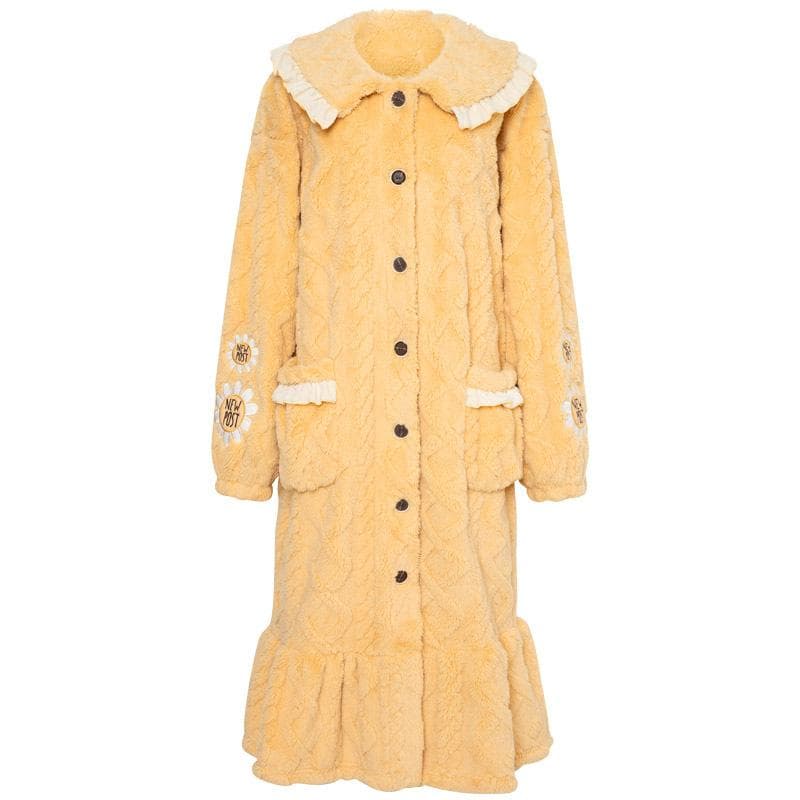 Dressing Gown Women's Autumn and Winter Coral Fleece Pajamas New Flannel Sweet Long Bathrobe Loungewear XL