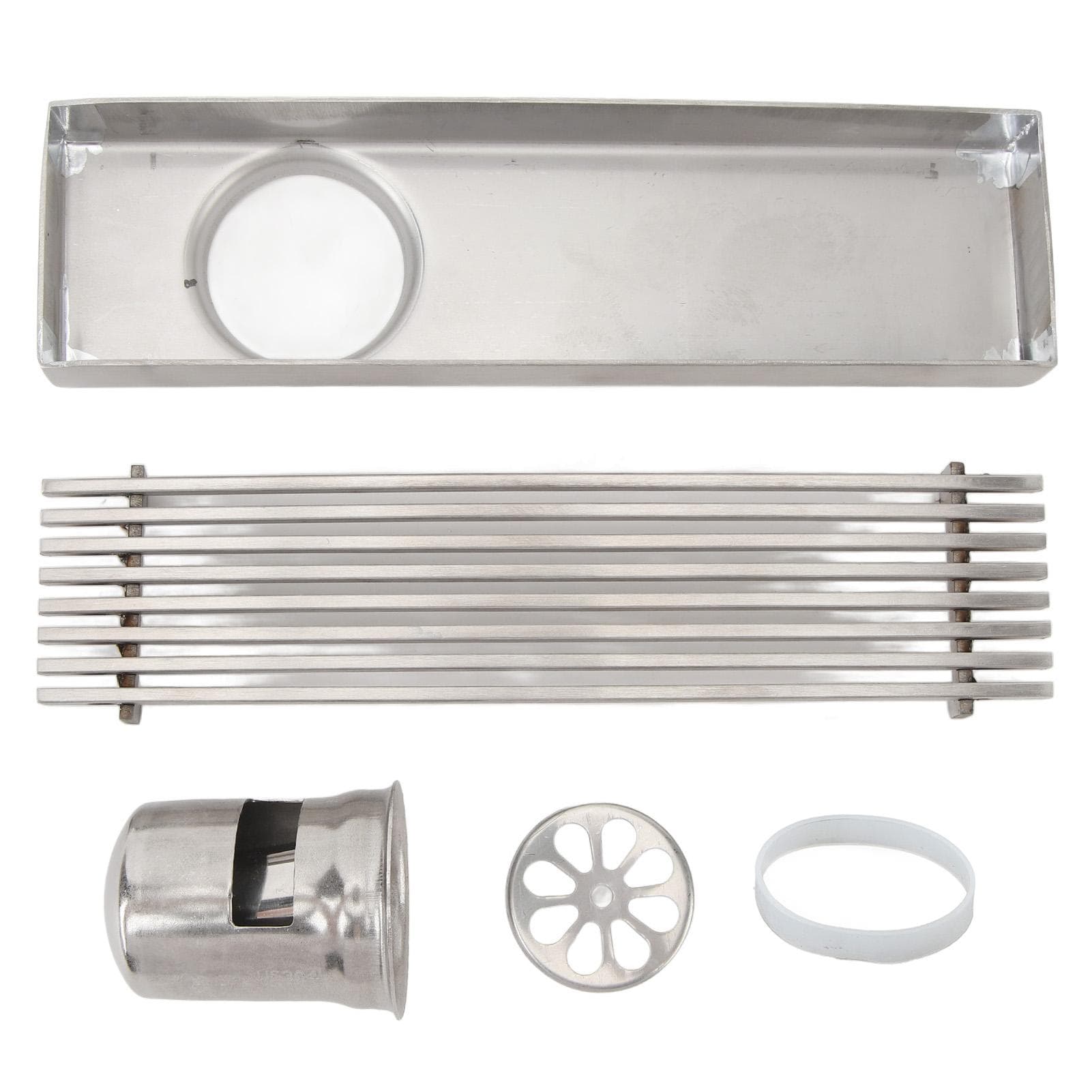 Linear Shower Drain with Grate 20cm Length 5.5cm Width Stainless Steel Rectangle Shower Floor Drain