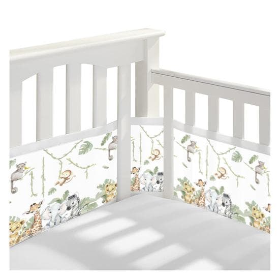 Yousheng Breathable Mesh Crib Liner with Double-Sided Straps Baby Crib Safety Mesh Barrier Easy Installation Limb Protection Crib Bumper N