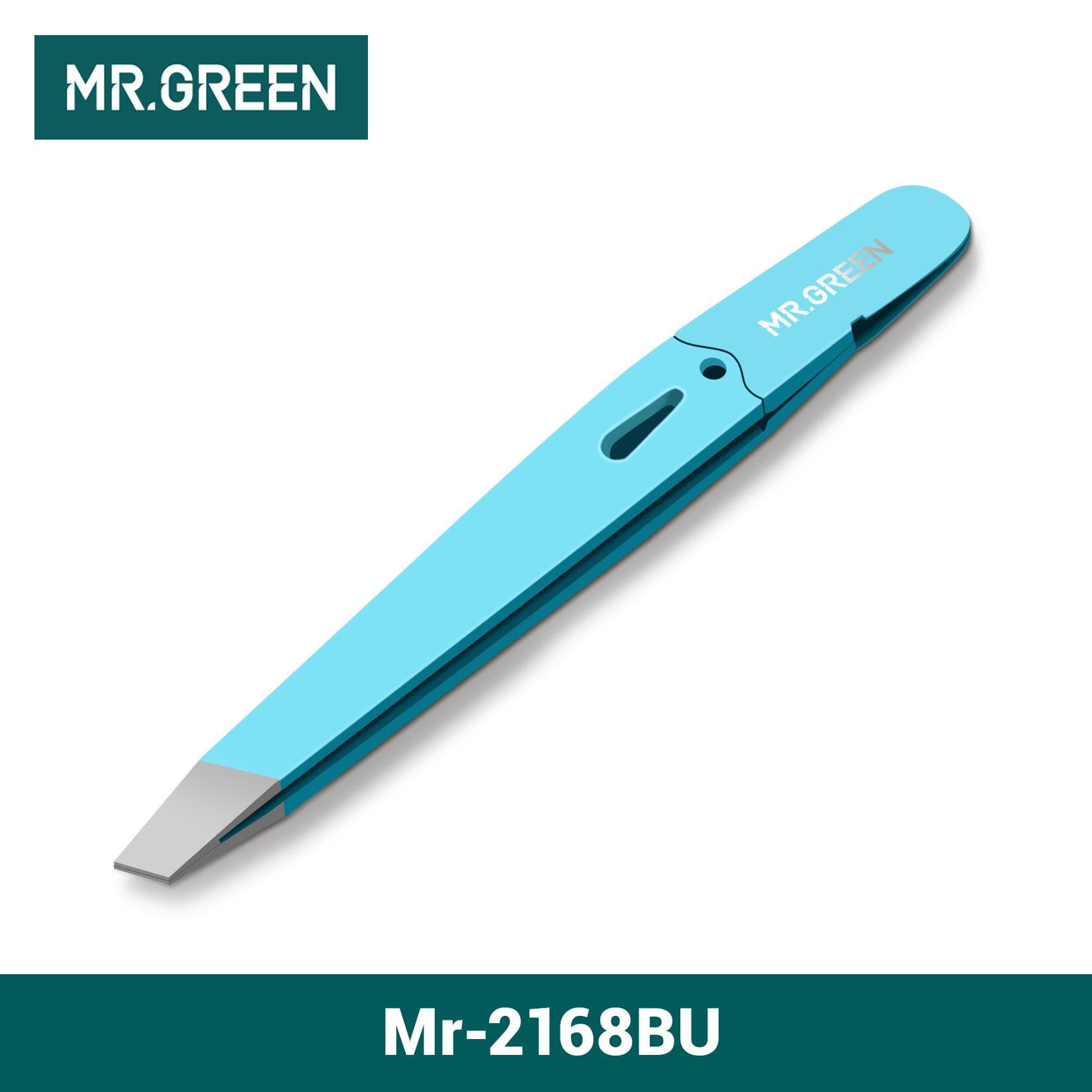 MR.GREEN Eyebrows Tweezers Colorful Beauty Fine Hairs Puller Makeup Tools Stainless Steel Slanted Eye Brow Clips Removal blue