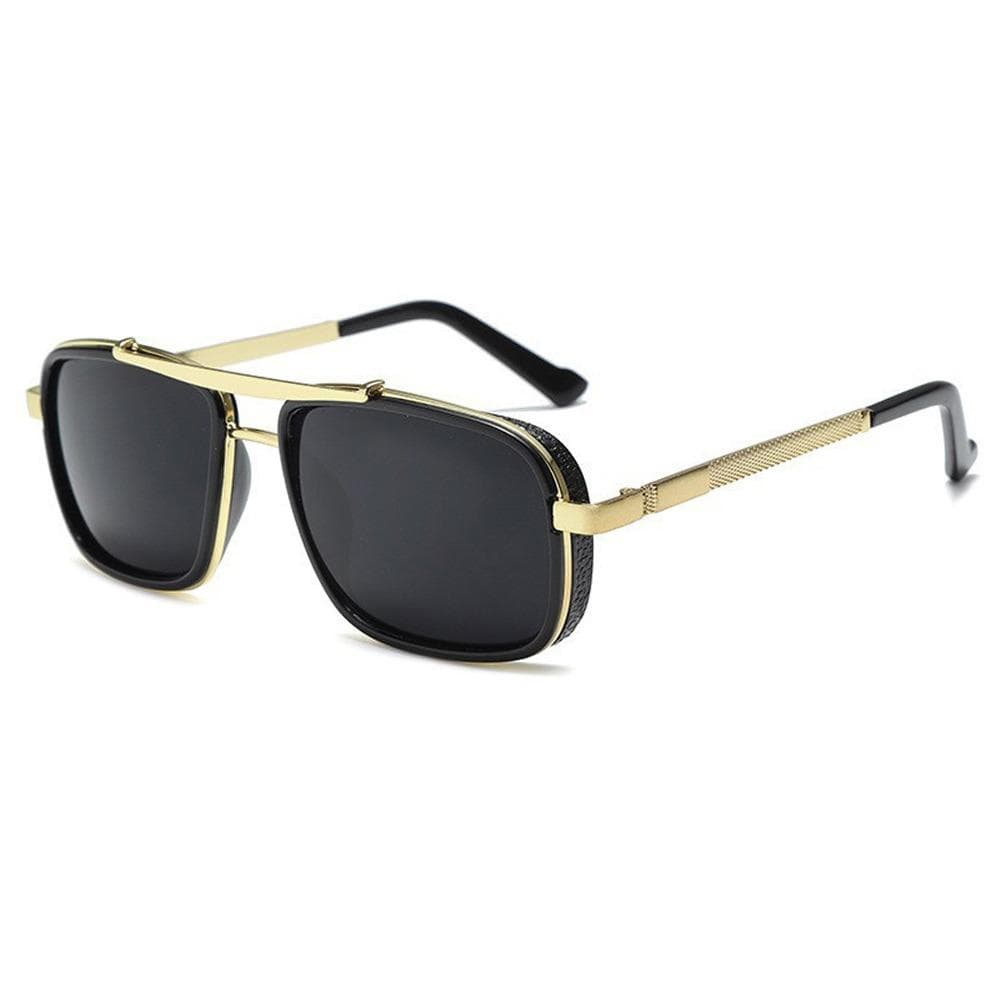 New Retro Rectangle Sunglasses for Women Men Classic Double Bridge Thick Edge Metal Frame Sun Glasses Steam Punk Eyewear