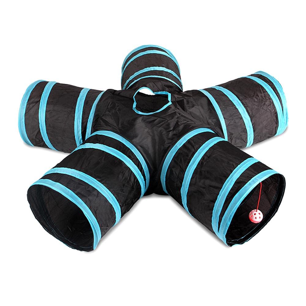 Indoor Cat Tunnel 5 Way Pet Play Tunnel Collapsible Tunnel Tube Kitty Tunnel Peek Hole Toy Pet Toys black