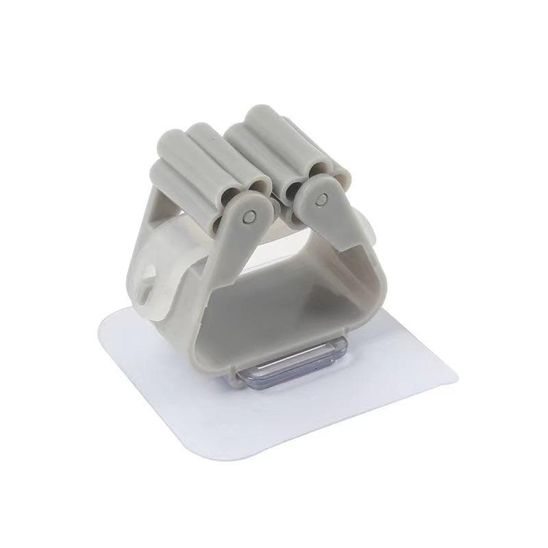 2PCS Or 4PCS Mop Storage Storage Rack Bathroom Suction Hanging Pipe Traceless Mop Clip Broom Hanger Wall-Mounted Waterproof Mop Rack 2PCS grey