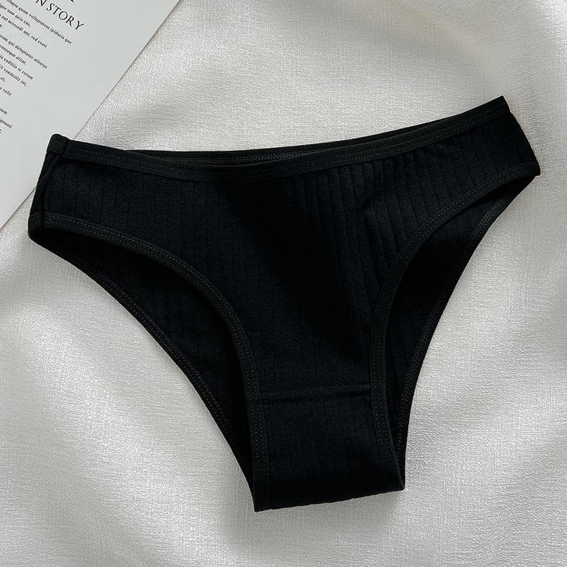 FINETOO Cotton Panties For Women Briefs Ladies M-XL Underpants Solid Color Underwear Girl Intimates XL black