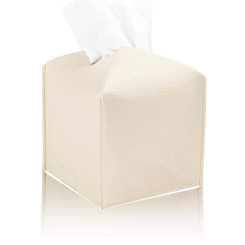 Modern Leather Square Tissue Box Cover Holder-Decorative Holder/Organizer for Bathroom Vanity Countertop, Night Stands,Office beige