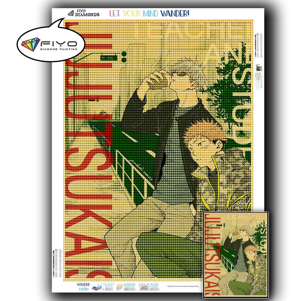 5D DIY Diamond Embroidery Anime Jujutsu Kaisen Picture of Rhinestone Diamond Painting Paper Vintage Poster Diamond Mosaic Needlework Home Decor Full Square 20X30CM