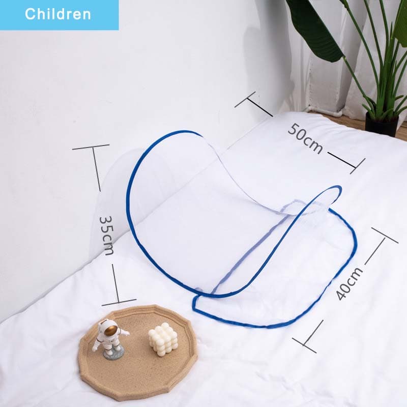 Mosquito Net for Trips Folding Anti Mosquito Insect Net for Head Sleeping Portable Single Mosquito Net for Bed Summer Adjustable Folding Net Cover Children blue