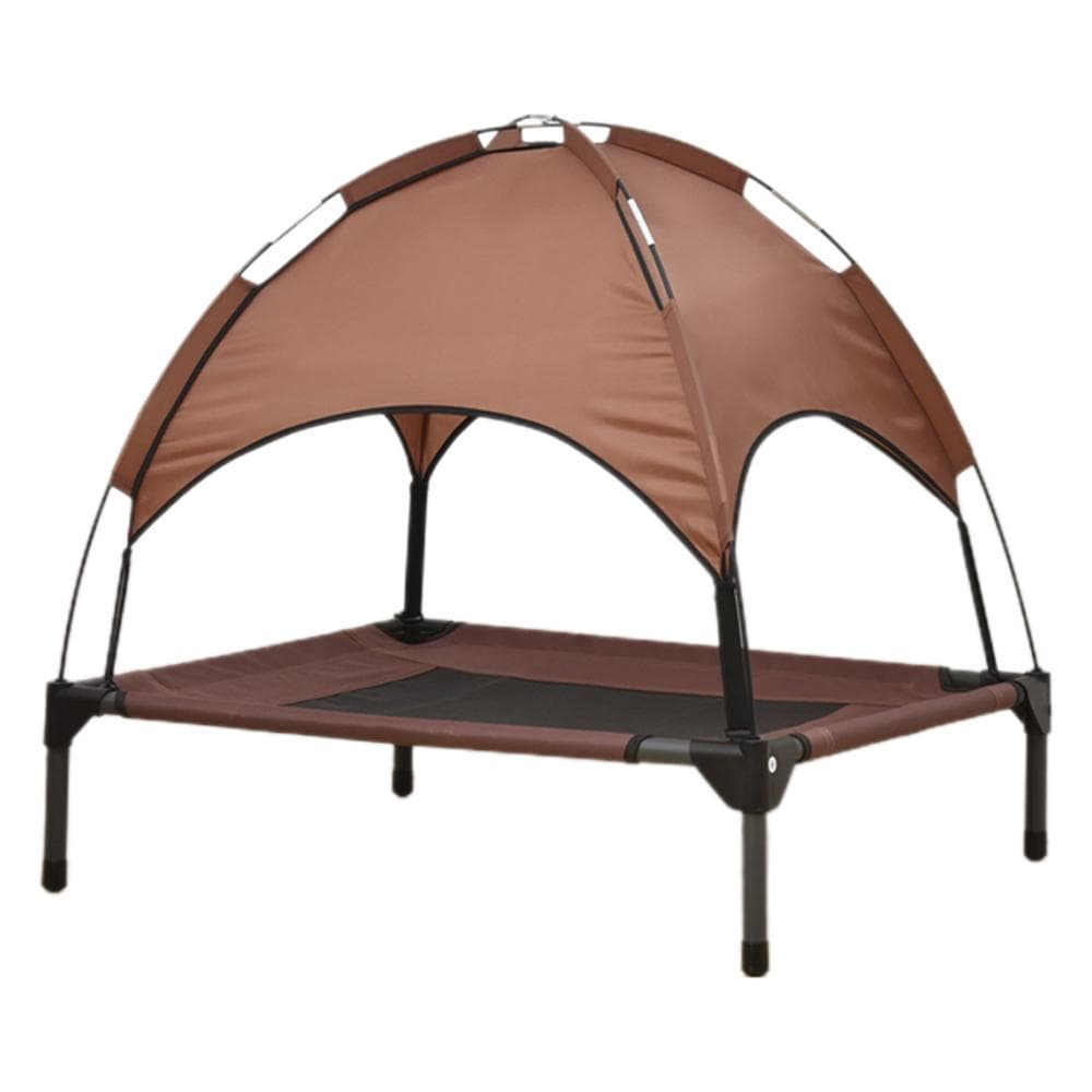Outdoor Dog Bed Tent, Cool Elevated Design, Tear-Resistant Oxford Cloth Teslin Mesh, High M brown