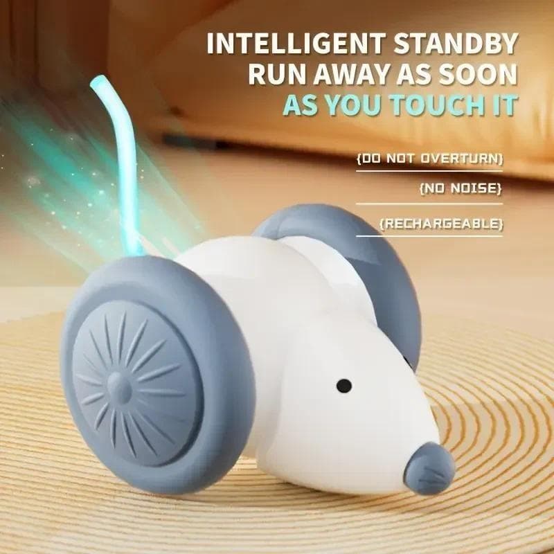 Pet Toys Interactive Cat Toy Electric Mouse Car - Automatic Teaser with Intelligent Obstacle Avoidance Pet Products Smart Toy Ball Puppy Kitten Gift white