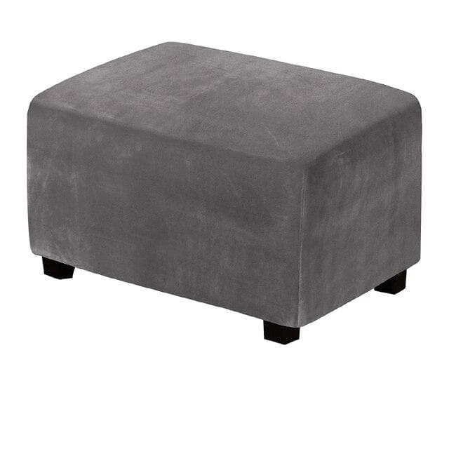 4 Sizes Velvet Durable Customized Stretch Footrest Ottoman Cover Folding Storage Stool Furniture Protector Rectangle Slipcover S dark grey
