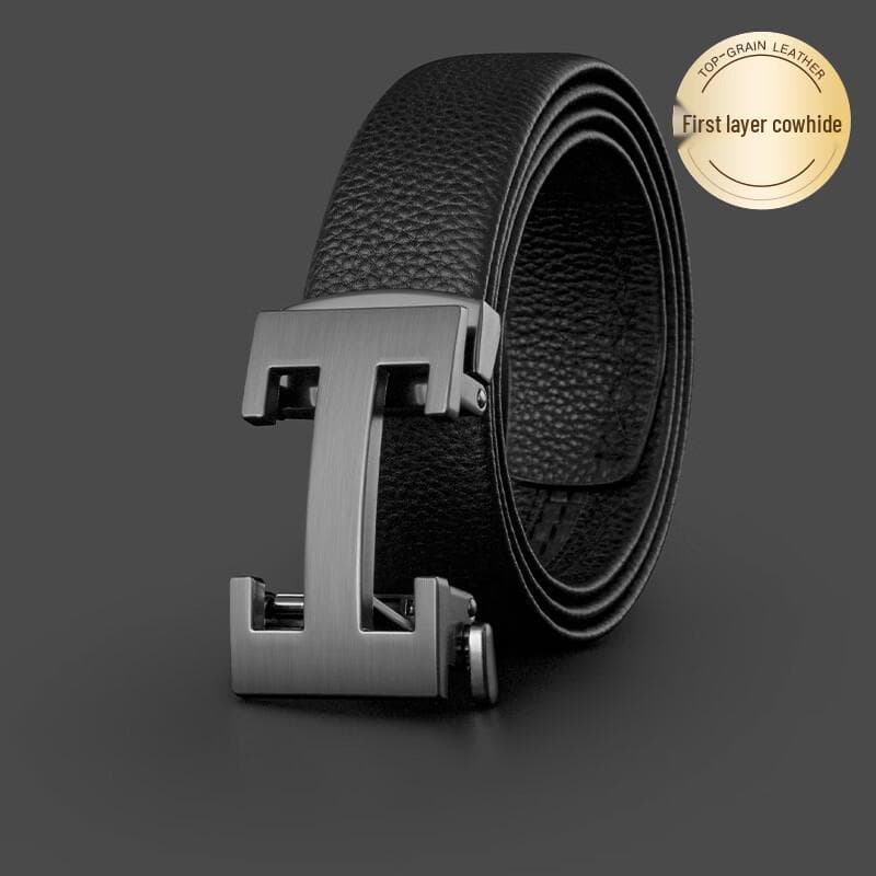 COW Men's Genuine Leather Automatic Buckle Belt 120cm (Adjustable)