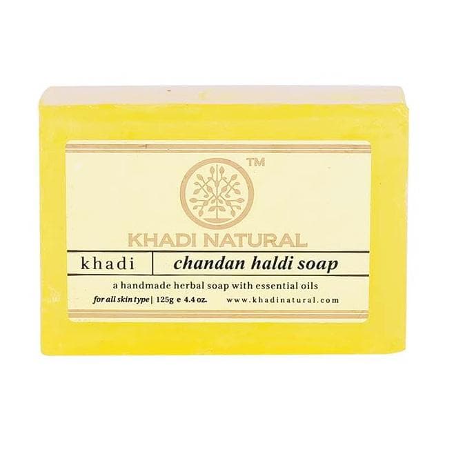 Natural handmade soap with Sandalwood and Turmeric: for problem skin (125 g), Chandan Haldi Soap Hand made, Khadi Natural 6.875