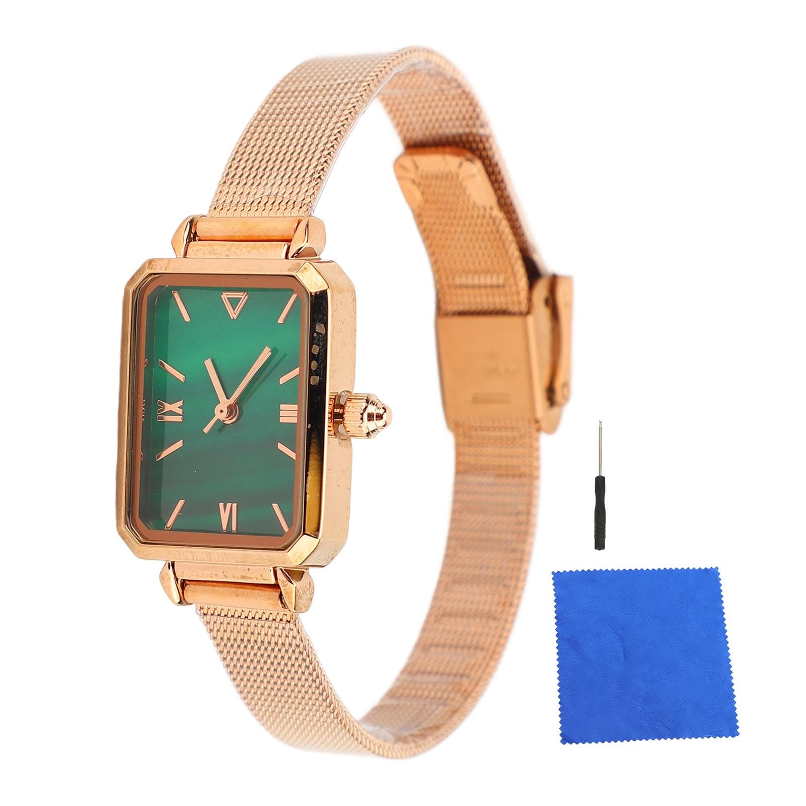 Green Dial Watch Ladies Quartz Watch Fashion Vintage Waterproof Rectangular Watch for Women Rose
