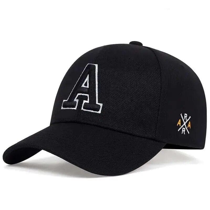 Unisex Simple Letter A Embroidery Baseball Caps Spring and Autumn Outdoor Adjustable Casual Hat Sunscreen Hat Adjustable black