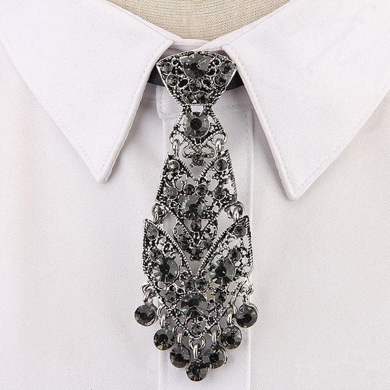 Personality Crystal Neckties Wine Party Wedding Ceremony Metal Short Luxury Tie Men Accessories One size