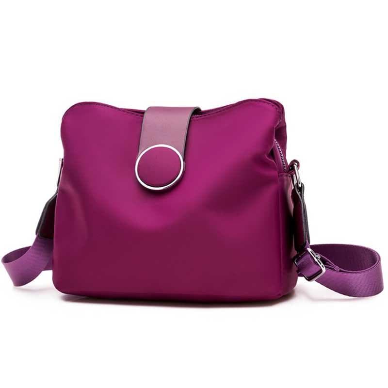 Vintage Nylon Waterproof Shoulder Bag Women Wild Crossbody Bag Simple Messenger Bag Daily Female Handbag Travel Lady Purse Bolso 22x11x18cm purple