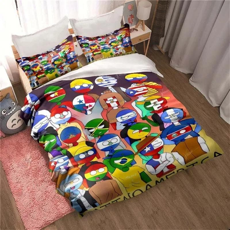 New Countryball Polandballs Bedding Set Bedroom Duvet Cover Set Single Double King Bed Set Adult Children's Bedroom Duvet Cover US Queen 228x228cm