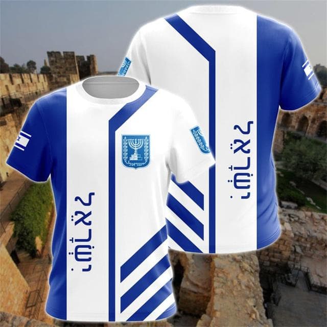 Israel Flag Men's T-shirt 3D Printed Israelis National Emblem Tops Short Sleeve O-Neck Oversized Sports Tee Shirt Clothing L