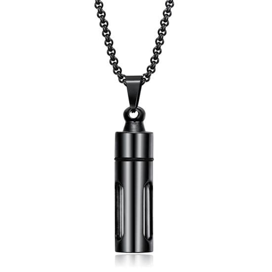 Unisex Necklace Perfume Bottle Openable Stainless Steel Ins Style Electroplating Necklace Jewelry black