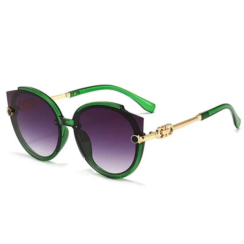 2025 New Vintage Cat Eye Round Sunglasses Women's Korean Version Metal Rimless Gradient Sun Glasses Luxury Shades UV400