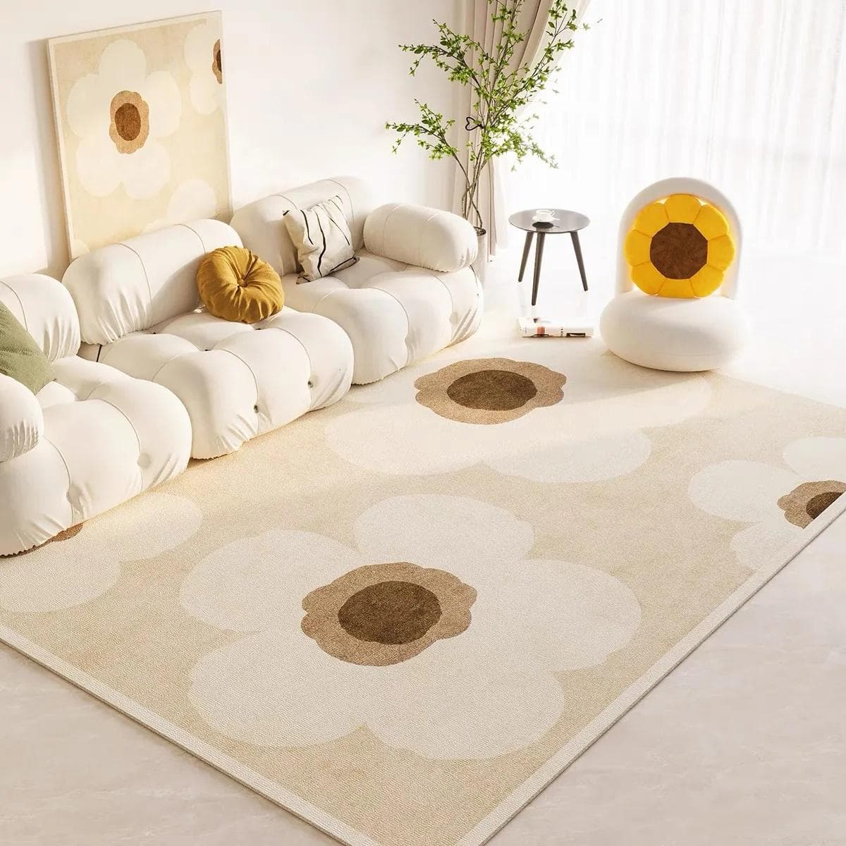 1pc Geometric Print Rug Boho Stylish Carpet Modern Stain-resistant Washable Rug for Living Room Bedroom Art Supplies Home Decor 30x50cm