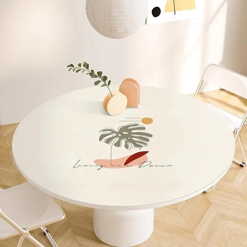 Round Waterproof Tablecloth Pvc Oil-proof Anti-scalding Dining Table Mat Japanese Minimalist Style Home Decoration Tablecloths Diameter 100cm