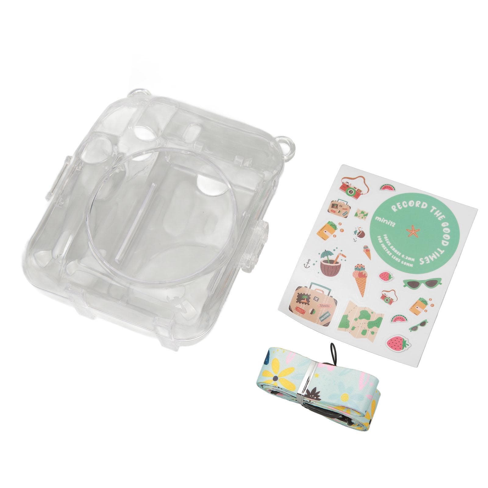 Instant Camera Case Kit Shoulder Strap Sticker Camera Case Durable Camera Protective Clear Case for green