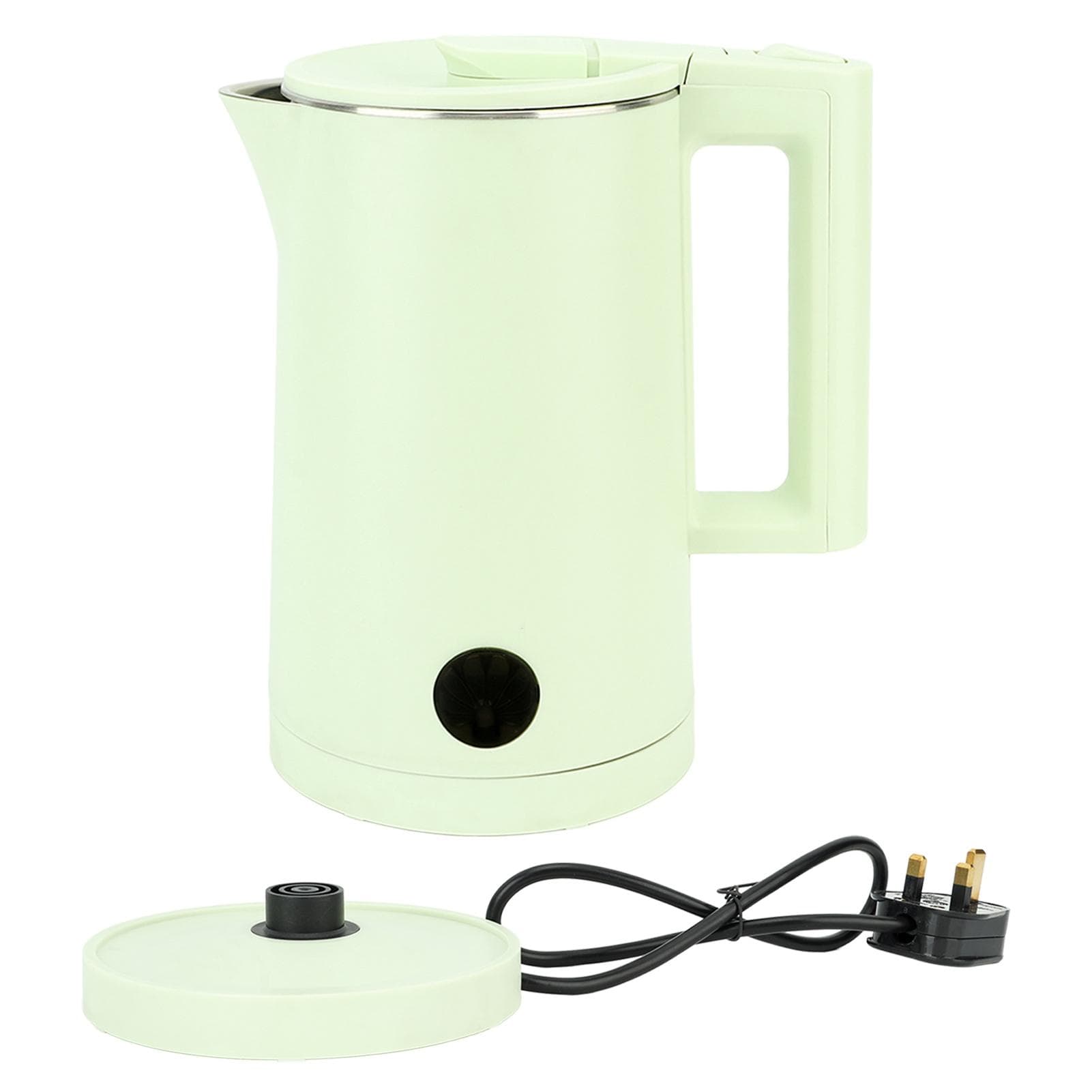 Electric Kettle 2000W Double Layer 304 Stainless Steel 2L Cordless Water Boiler Heater with Auto L green