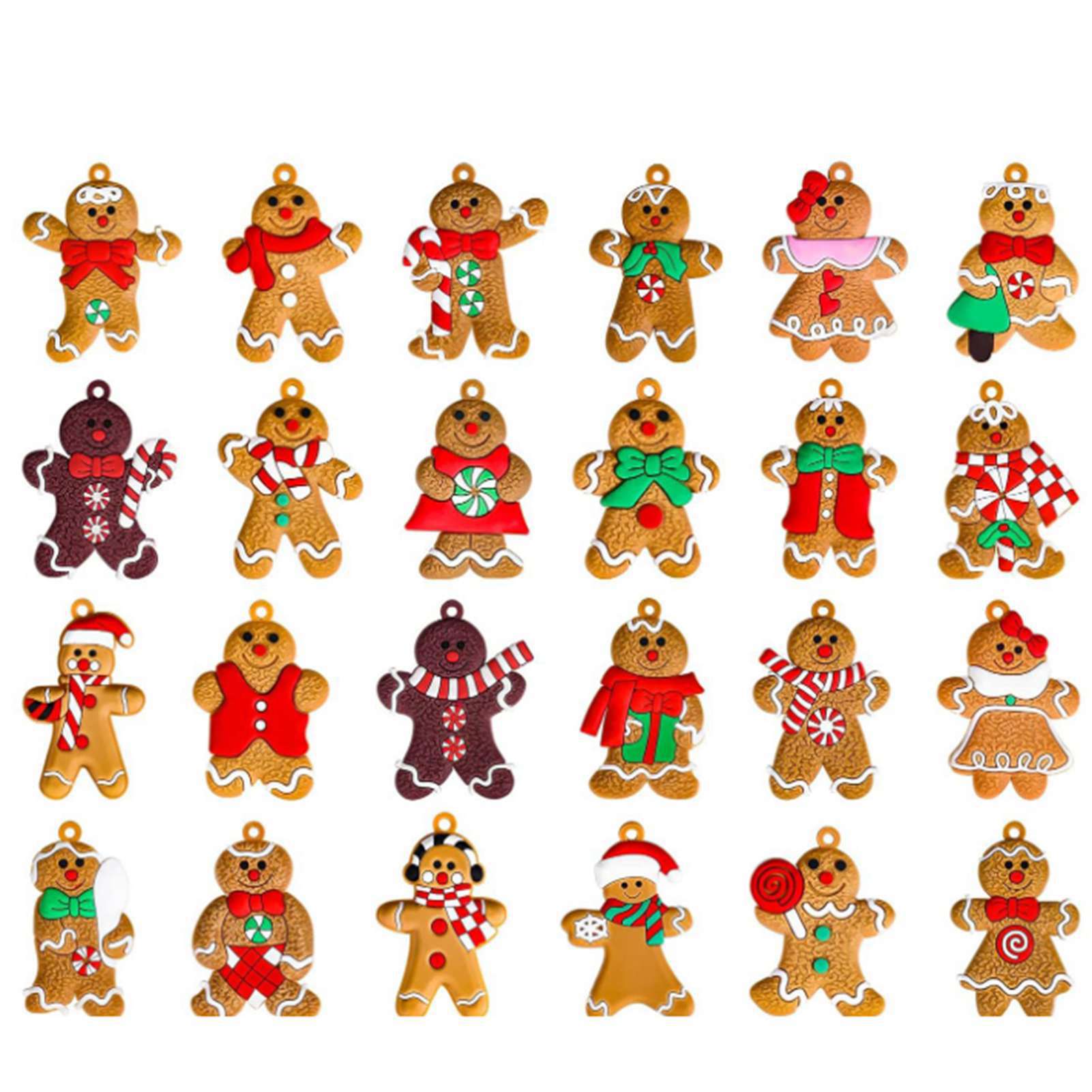 24PCS Cute Hanging Decor PVC Material Xmas Tree Pendant Ornaments for Door Window Holiday Party
