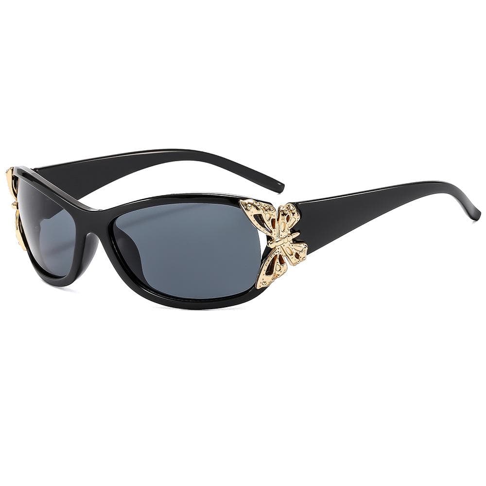 Y2K Big Frame Butterfly Sunglasses Women Men Luxury Designer Vintage Punk Pink Travel Shades UV400 As the picture