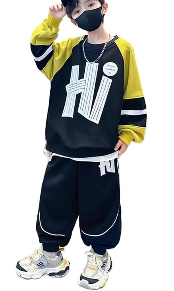 Mouhoukyo Tracksuit Long Sleeve Pullover and Junior Hip Hop Boys' Set, Children's Sportswear, Sweatpants, Kids' Set, Boys' Clothing, Dancewear,