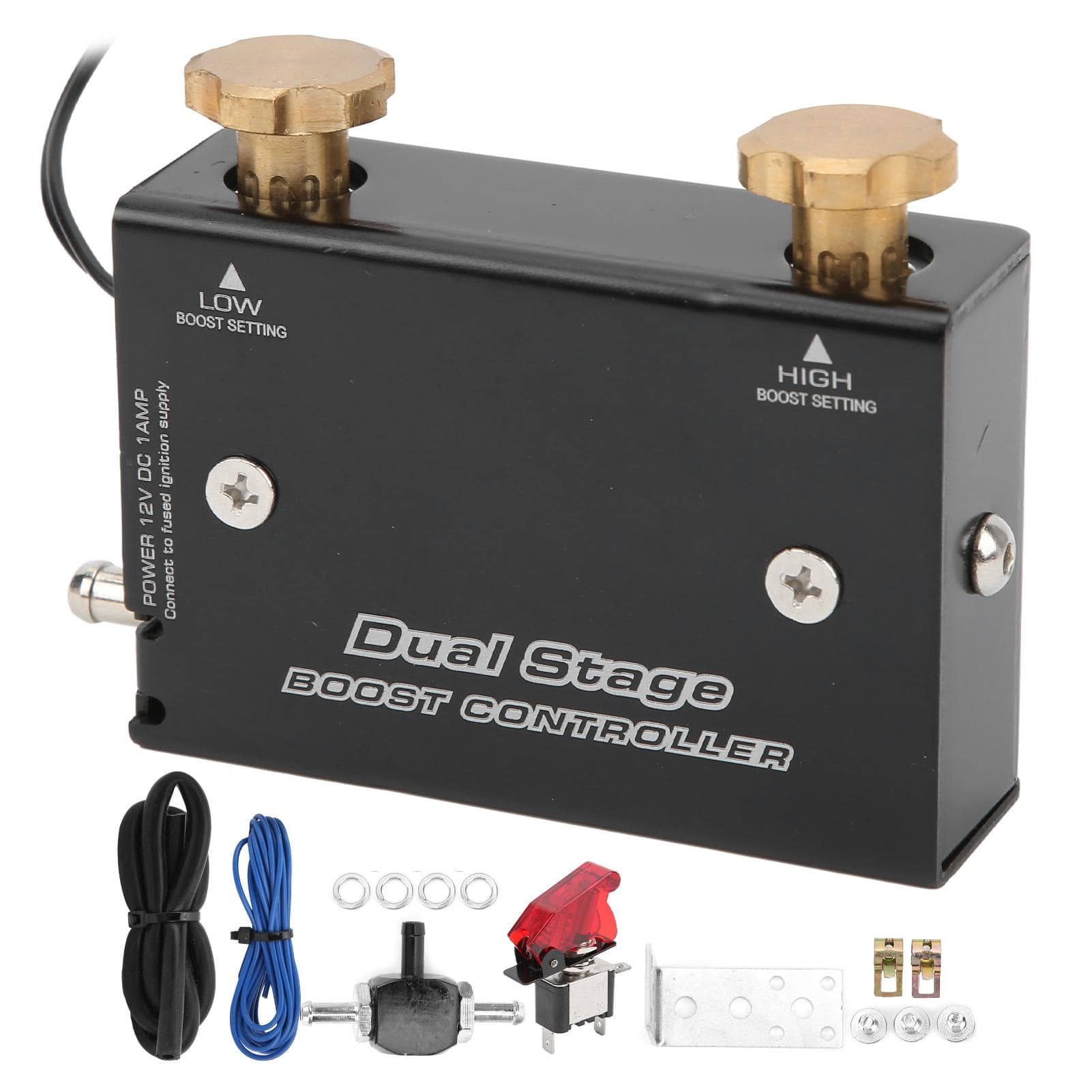 Car Dual Stage Turbocharger Boost Electronic Controller Kit Aluminum Alloy for 12V Auto Universal