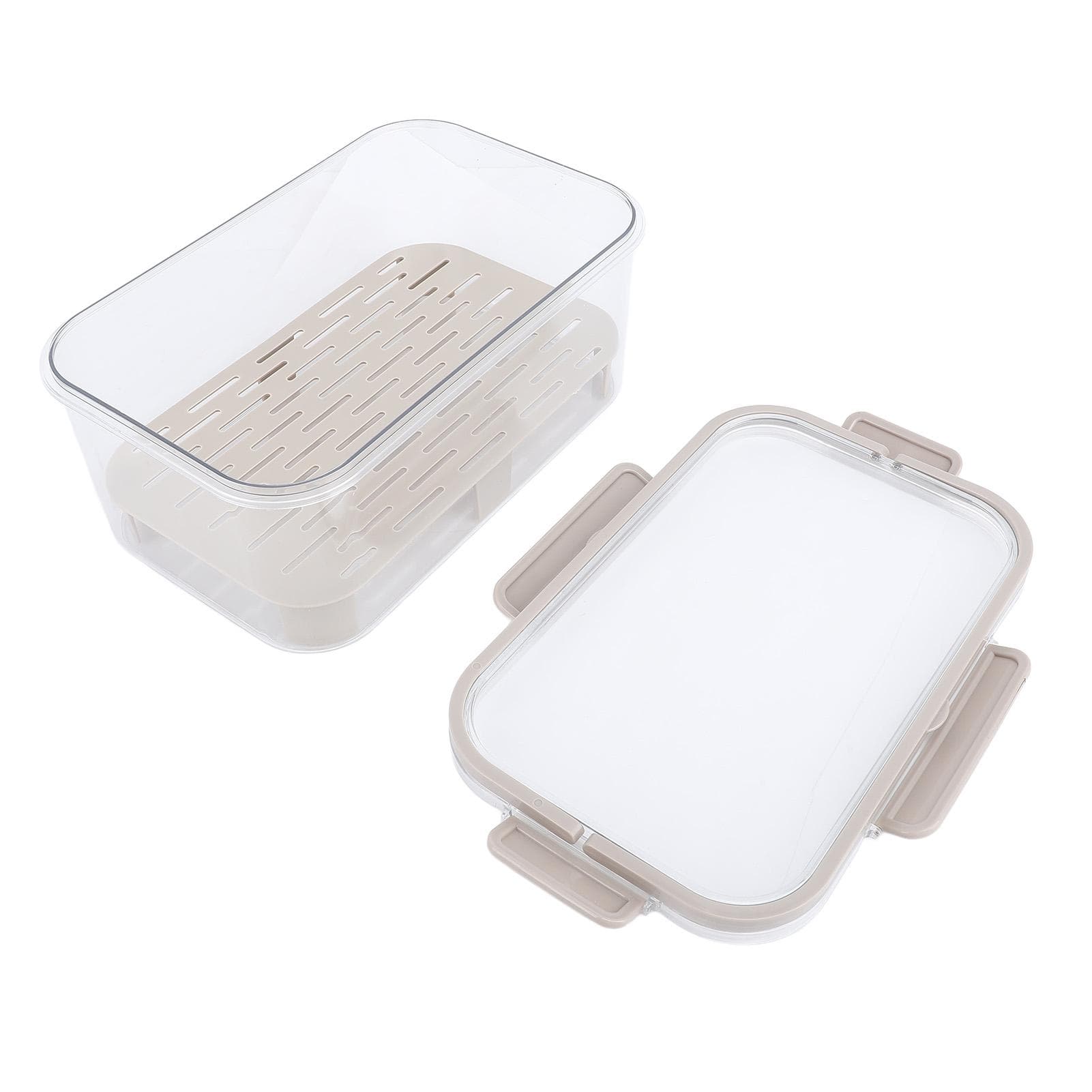 Portable Food Storage Container with Lid Handle Airtight Drainage Tray Reusable Leak Proof Food