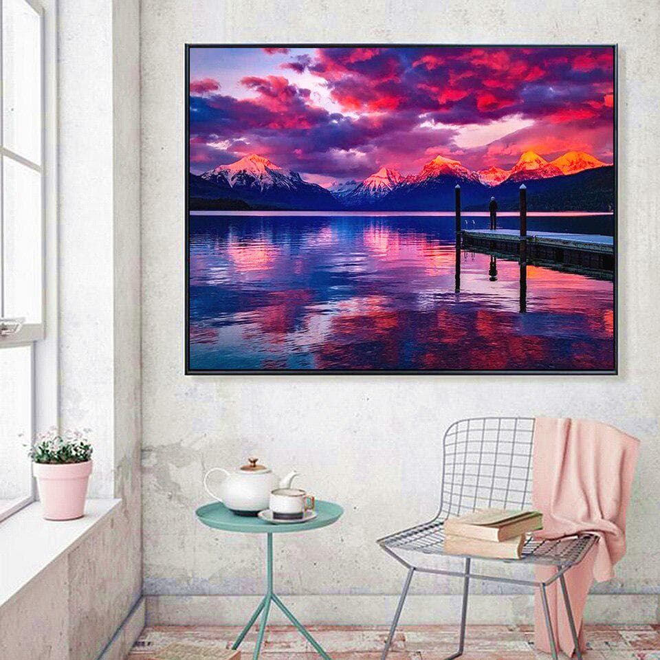 Diamond Painting Embroidery Nature Scenery with Rhinestones Seaside Landscape Diamond Wall Decor 20X30CM