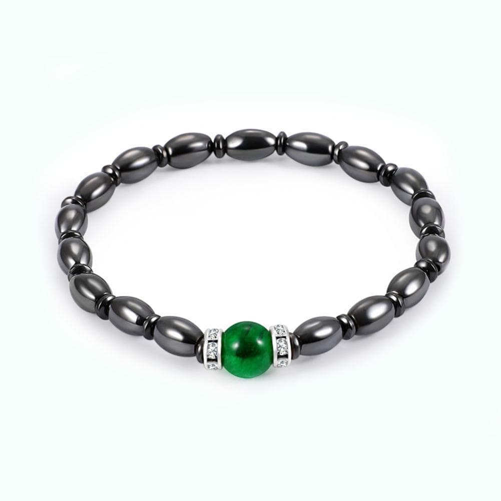 Magnetic Therapy Hematite Bracelet Weight Loss Bangle Jewelry With Green Artificial Gemstone