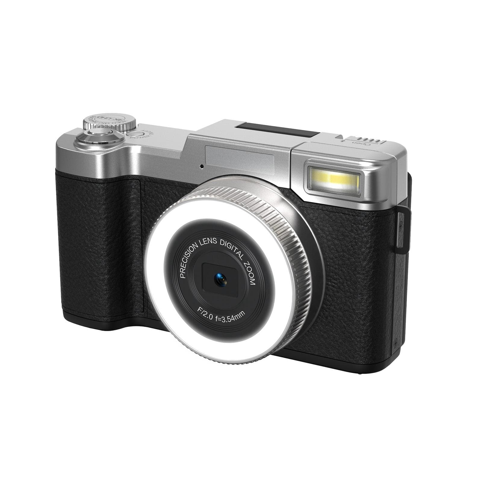 4K Digital Camera 48MP Resolution 18X Zoom Compact Travel Size for Selfie and Video Recording Brown black