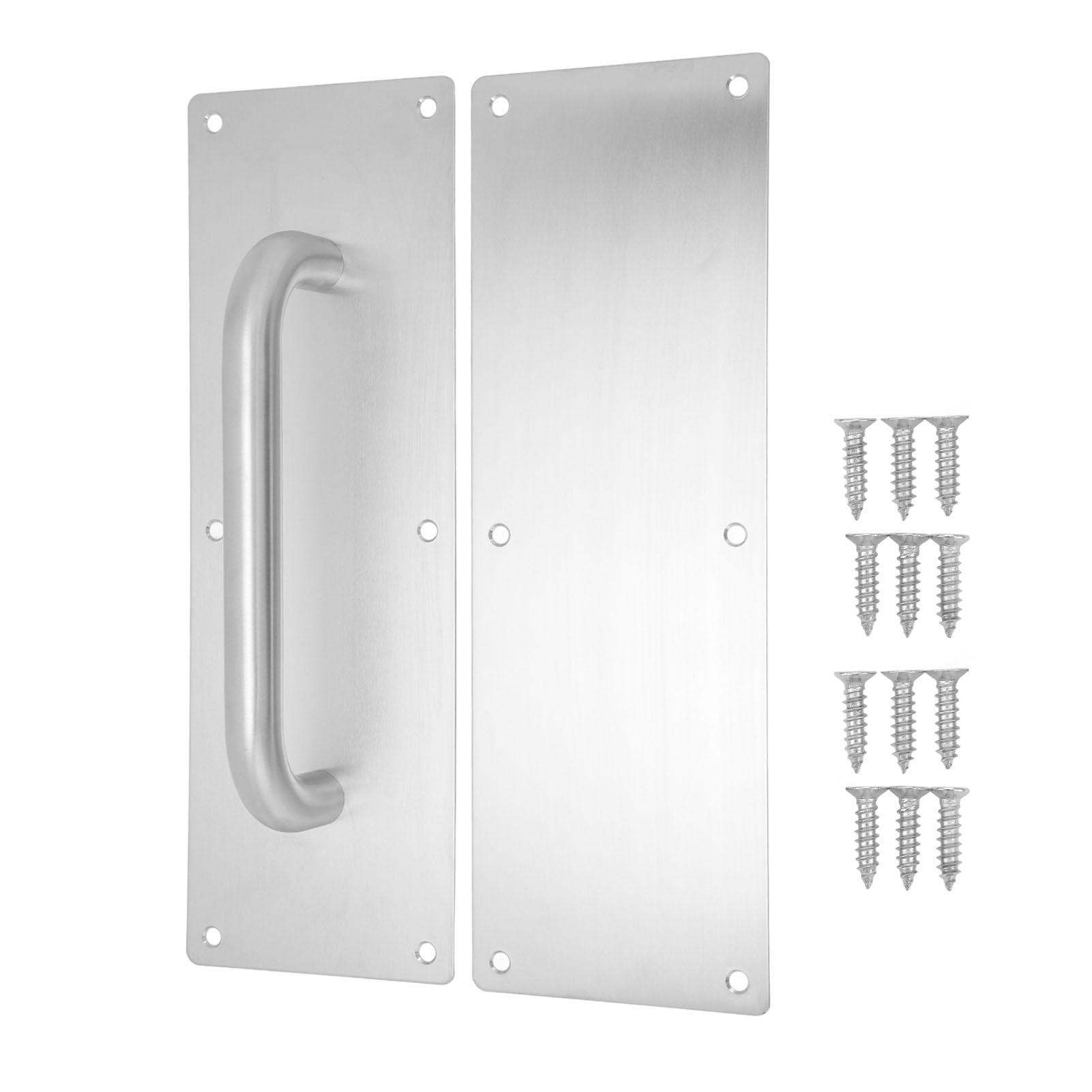 Pull Push Door Plate Handle with Screws 304 Stainless Steel White Oval Handle for Offices Hotels