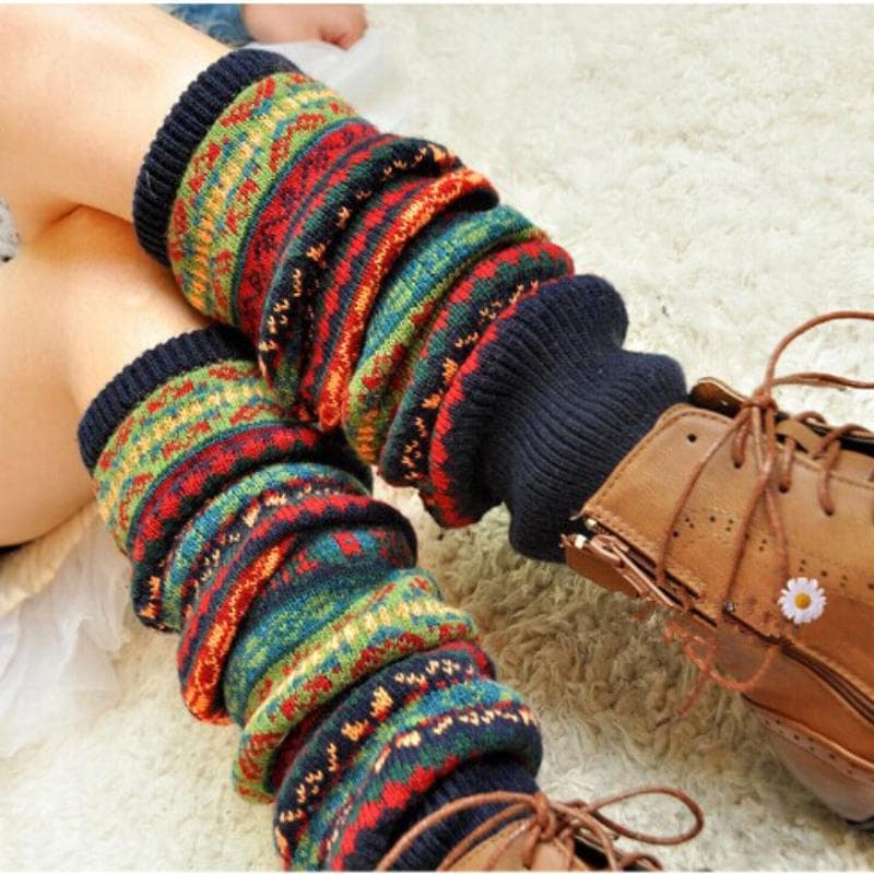 Women's Leg Warmer Winter Long Socks Knit Crochet Legging Stocking