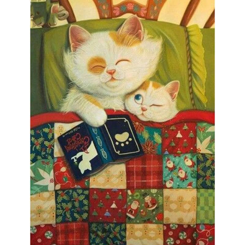 5D DIY Diamond Painting Mother and Child Cats Diamond Embroidery Mosaic Cross Stitch Home Decor 20X30CM