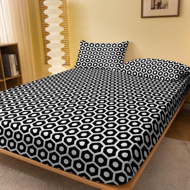 1 Simple Modern Geometry  Printed Matte Fitted Sheet, Bedroom Printed Bed Cover, Bedding (Excluding Pillowcases) 71x132cm