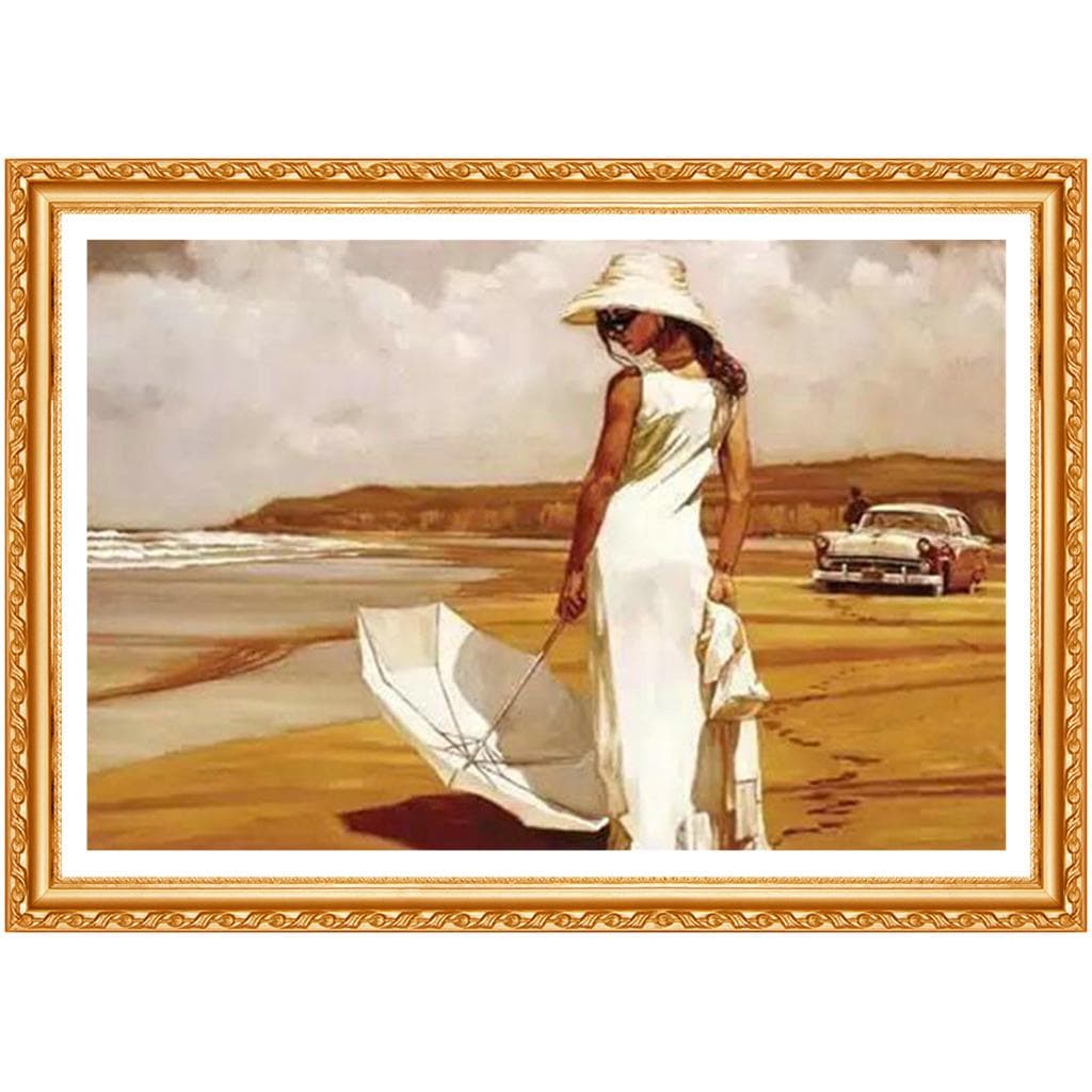 Full Diamond Embroidery Beauty Girl Diy Round Diamond Handmade Painting Rhinestone Picture 20X30CM